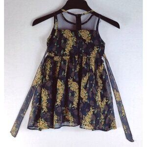 Girls Daisy Dress Sleeveless Black Full Skirt Floral Princes Kidcore Easter